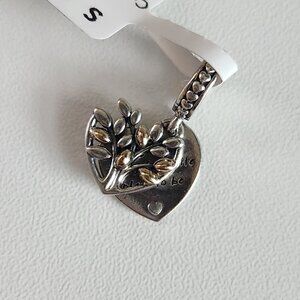 Pandora Silver & 14k Yellow Gold "Together My Favorite Place" Heart Tree Charm
